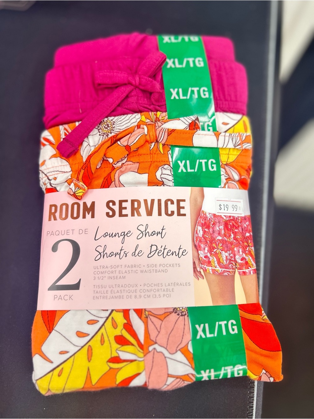 Room Service 2-Pack Lounge Shorts - Pink & Orange Floral - XL